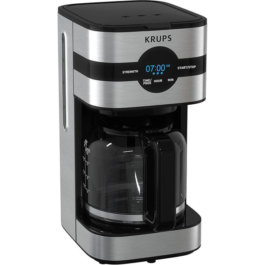Cafetière numérique 10 tasses, acier inoxydable noir, programmation de l'infusion, pause et service automatiques