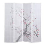 Séparateur de pièce Roundhill Furniture à 4 panneaux japonais, motif fleur de prunier