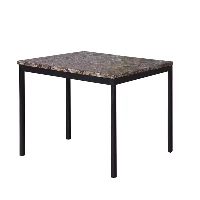 Table à manger hauteur comptoir en métal Citico de Roundhill Furniture avec plateau en faux marbre stratifié, noire