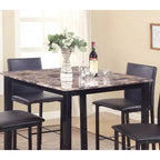 Table à manger hauteur comptoir en métal Citico de Roundhill Furniture avec plateau en faux marbre stratifié, noire