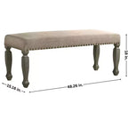 Banc rembourré Roundhill Furniture Breda avec clous décoratifs, finition gris antique