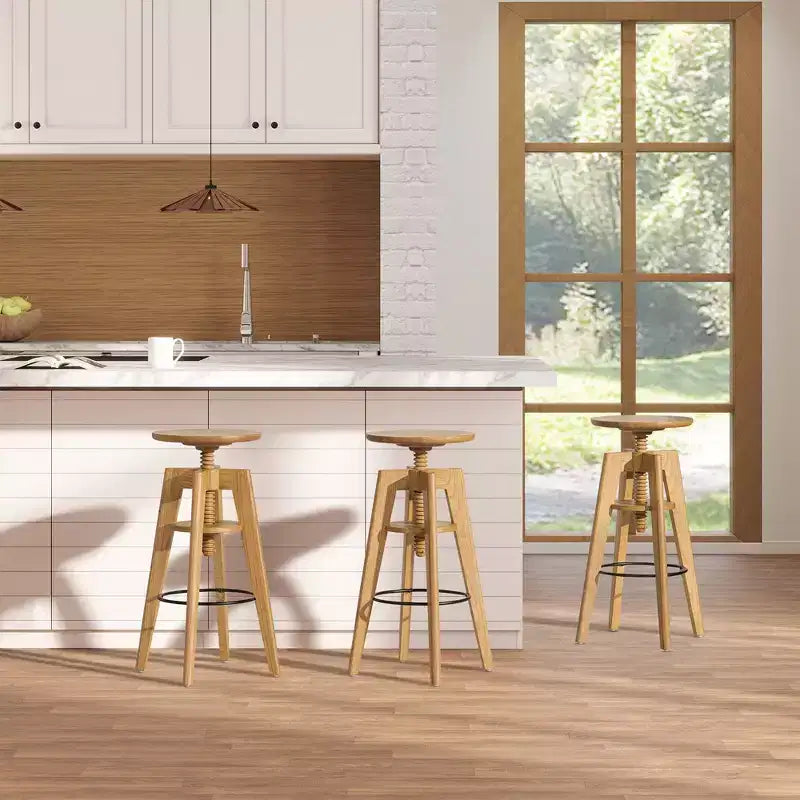 Tabouret de bar réglable en bois de chêne Spencer Minimaliste Jennifer Taylor Home, chêne brun noyer
