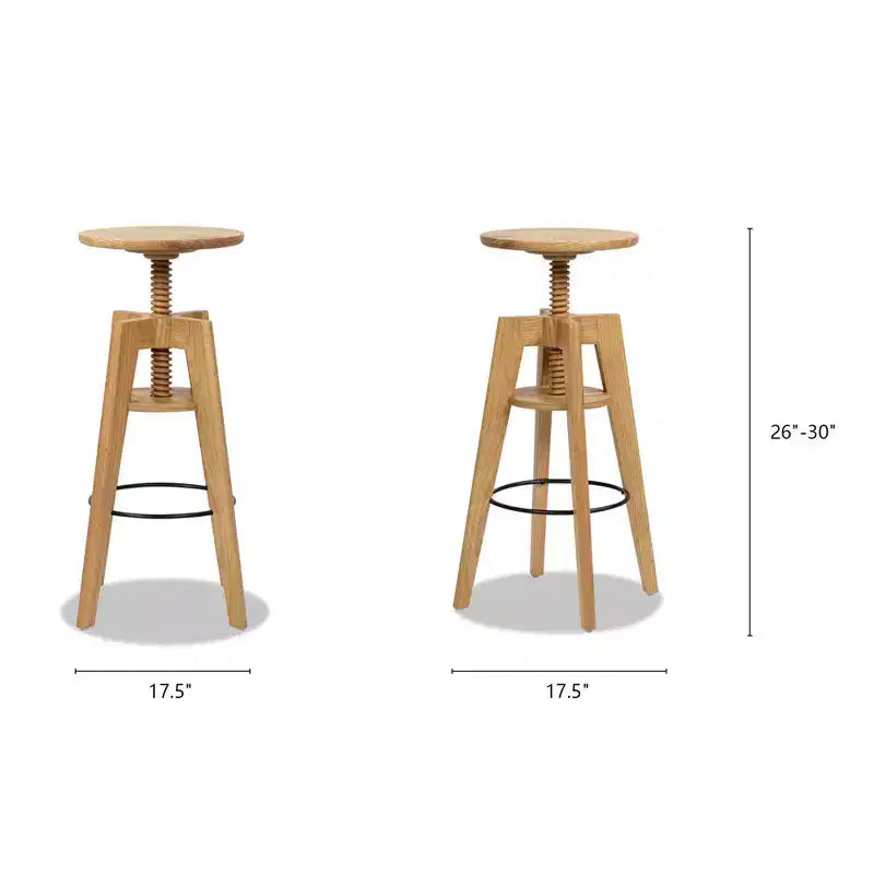 Tabouret de bar réglable en bois de chêne Spencer Minimaliste Jennifer Taylor Home, chêne brun noyer
