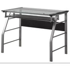 Bureau/Table d'ordinateur de la marque King en métal avec plateau en verre pour bureau à domicile