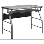 Bureau/Table d'ordinateur de la marque King en métal avec plateau en verre pour bureau à domicile