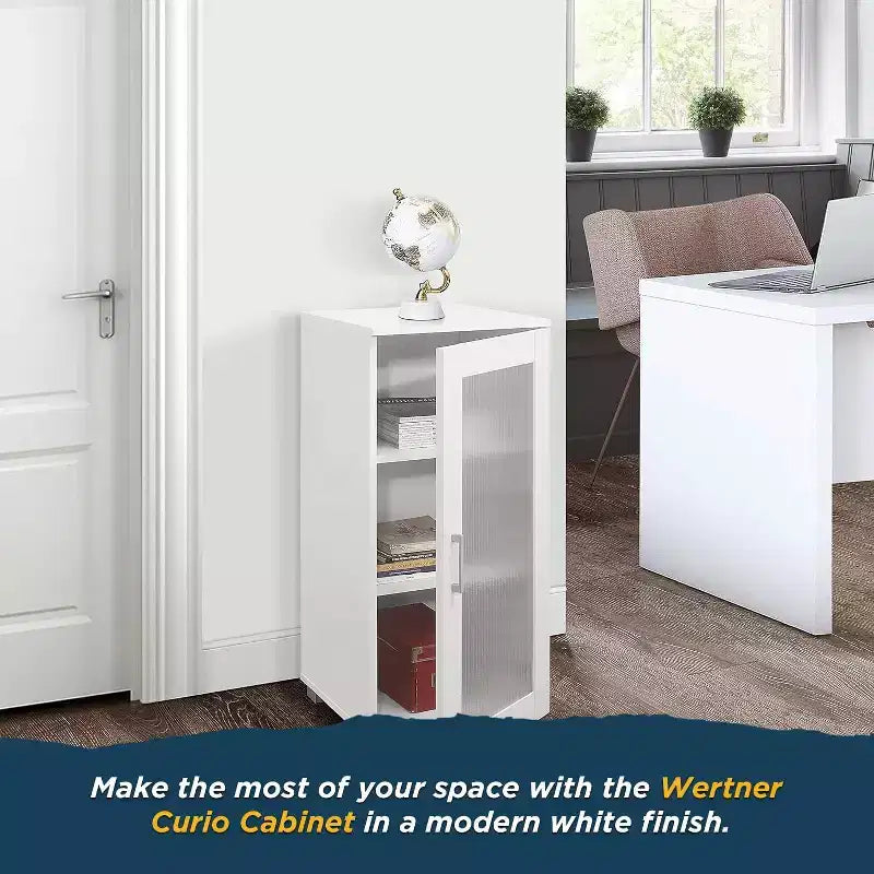 Kings Brand Furniture - Meuble de rangement d'appoint avec porte vitrée pour salon, chambre, cuisine, bureau et entrée
