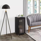 Kings Brand Furniture - Meuble de rangement d'appoint avec porte vitrée pour salon, chambre, cuisine, bureau et entrée
