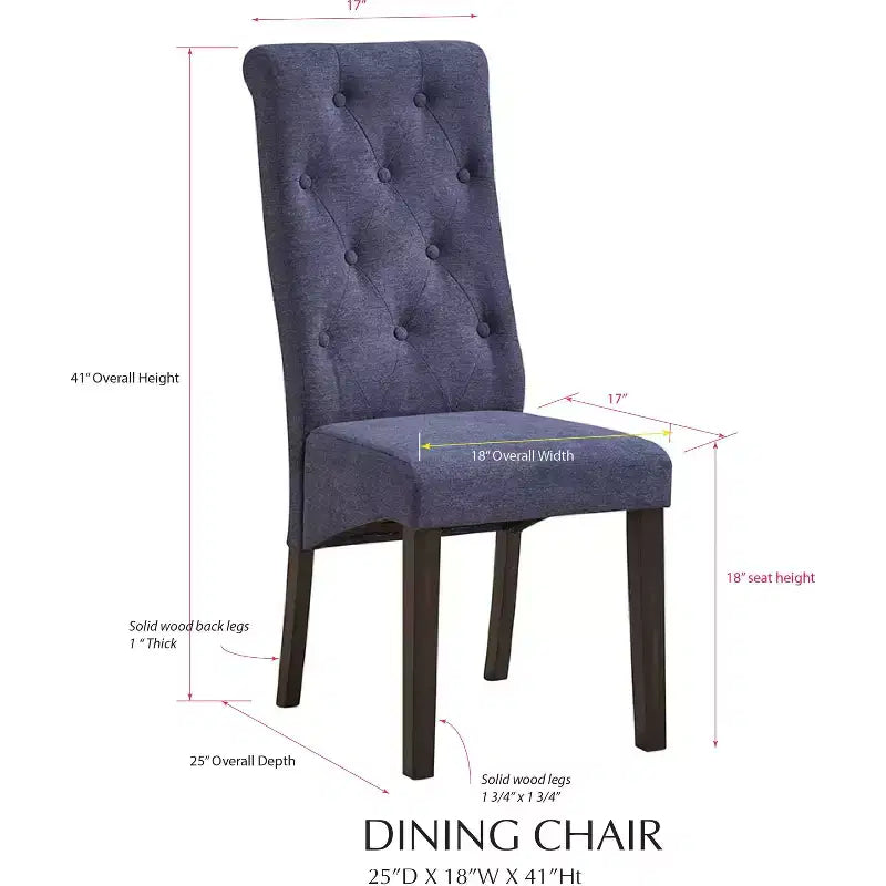 Chaise de salle à manger Parsons rembourrée capitonnée Lemont Kings Brand Furniture, lot de 2