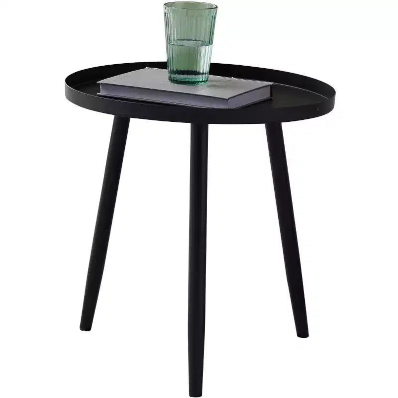 Table d'appoint ronde en métal Whelan de marque Kings Brand Furniture, table de chevet, noire