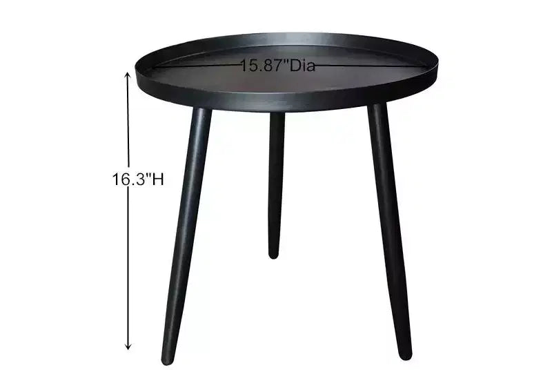 Table d'appoint ronde en métal Whelan de marque Kings Brand Furniture, table de chevet, noire