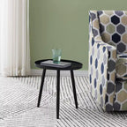 Kings Brand Furniture Whelan Round Metal Side Accent End Table, Nightstand Accent Table, Black
