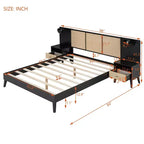 Cadre de lit Whisen Queen Size en bois massif avec 2 tables de chevet