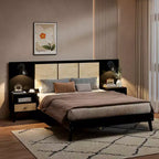 Cadre de lit Whisen Queen Size en bois massif avec 2 tables de chevet