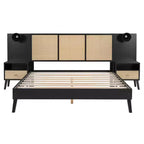 Cadre de lit Whisen Queen Size en bois massif avec 2 tables de chevet