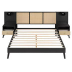 Cadre de lit Whisen Queen Size en bois massif avec 2 tables de chevet