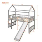 Whisen 79,5L x 41,8W Lit mezzanine moderne taille double avec toboggan