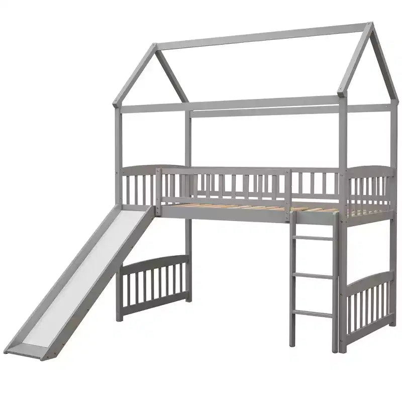 Whisen 79,5L x 41,8W Lit mezzanine moderne taille double avec toboggan