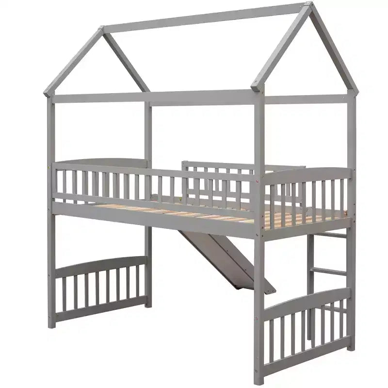 Whisen 79,5L x 41,8W Lit mezzanine moderne taille double avec toboggan