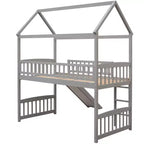 Whisen 79,5L x 41,8W Lit mezzanine moderne taille double avec toboggan