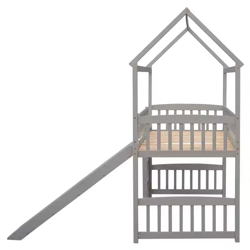 Whisen 79,5L x 41,8W Lit mezzanine moderne taille double avec toboggan