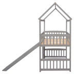Whisen 79,5L x 41,8W Lit mezzanine moderne taille double avec toboggan