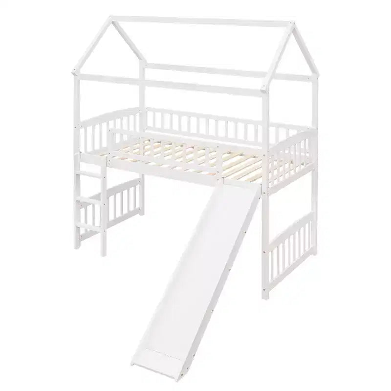 Whisen 79,5L x 41,8W Lit mezzanine moderne taille double avec toboggan