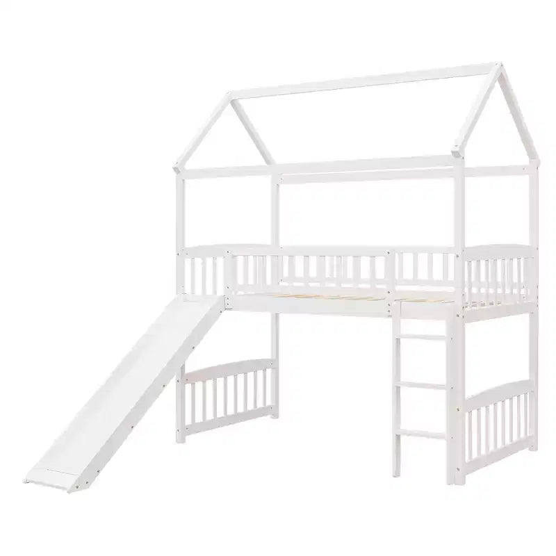 Whisen 79,5L x 41,8W Lit mezzanine moderne taille double avec toboggan
