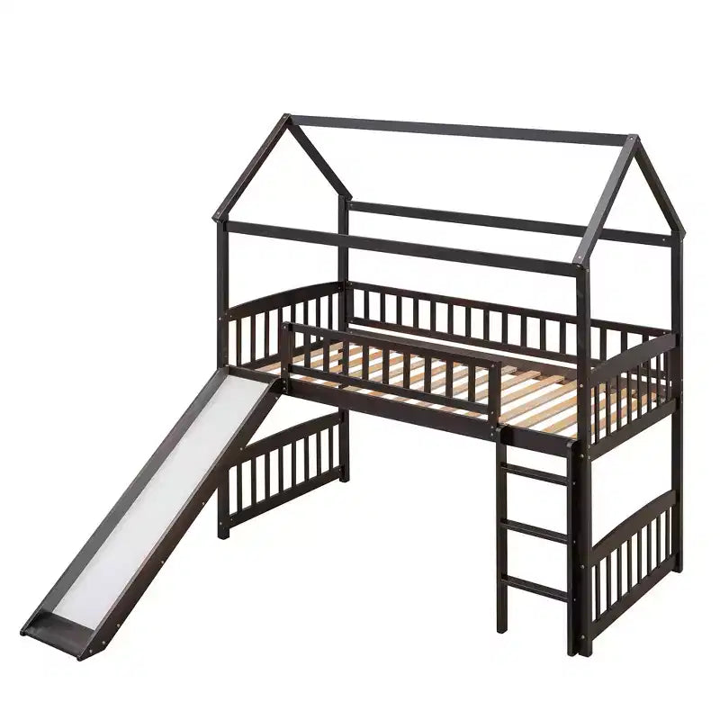 Whisen 79,5L x 41,8W Lit mezzanine moderne taille double avec toboggan