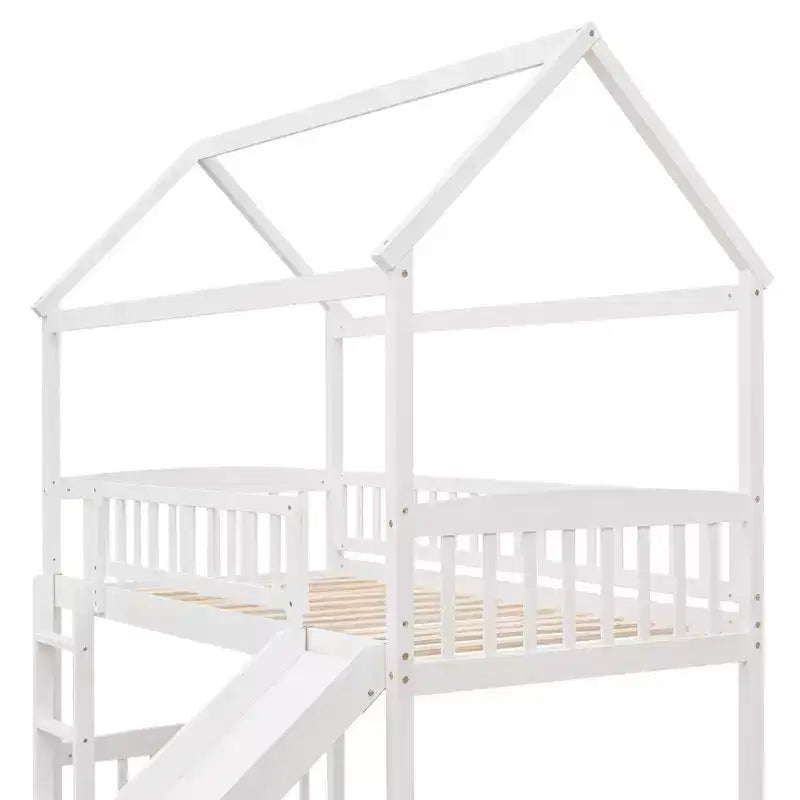 Whisen 79,5L x 41,8W Lit mezzanine moderne taille double avec toboggan