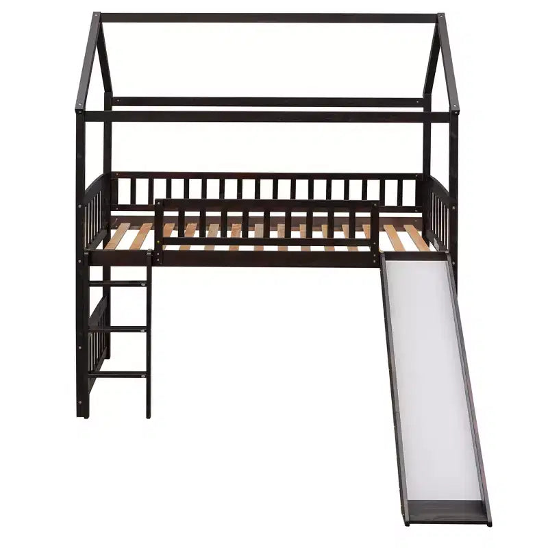 Whisen 79,5L x 41,8W Lit mezzanine moderne taille double avec toboggan