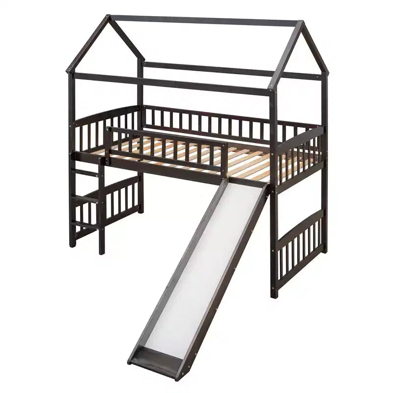 Whisen 79,5L x 41,8W Lit mezzanine moderne taille double avec toboggan