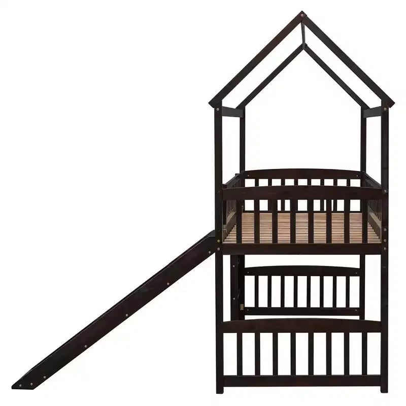 Whisen 79,5L x 41,8W Lit mezzanine moderne taille double avec toboggan