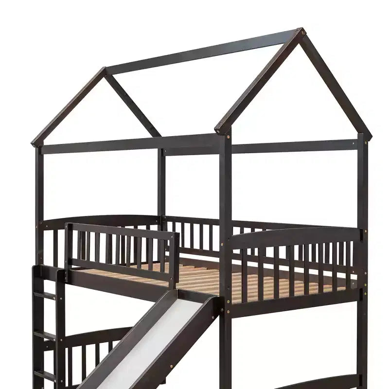 Whisen 79,5L x 41,8W Lit mezzanine moderne taille double avec toboggan