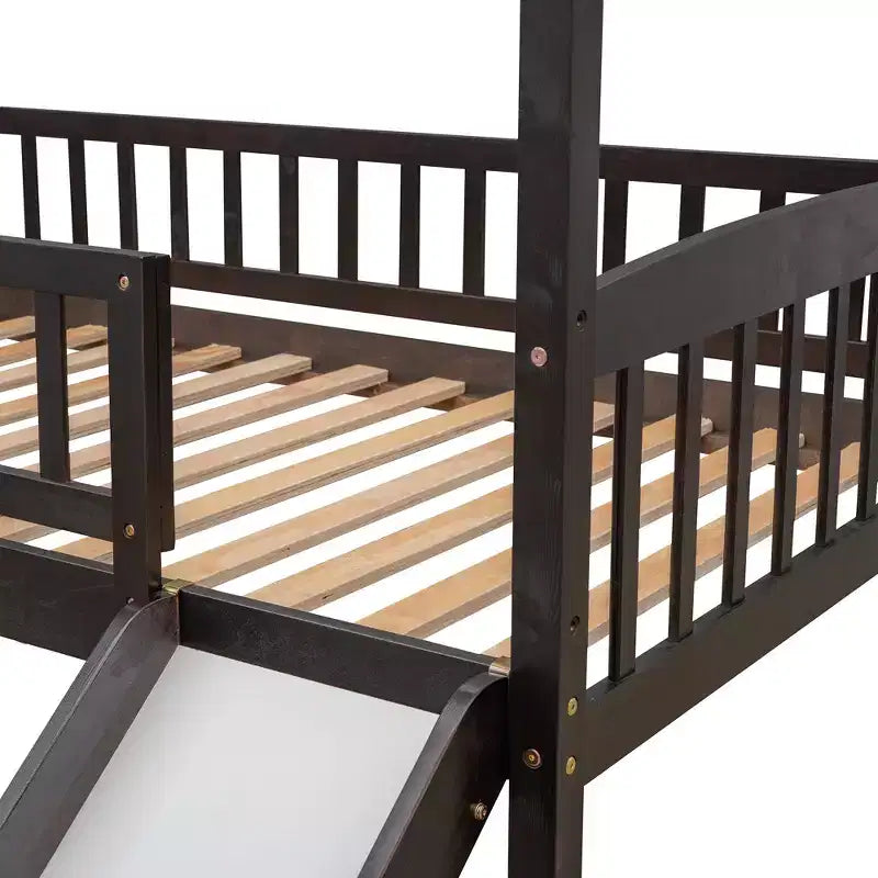 Whisen 79,5L x 41,8W Lit mezzanine moderne taille double avec toboggan