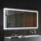 PexFix Miroir rectangulaire moderne sans cadre avec coins arrondis, 40,6 cm L x 160 cm H, couleur argent