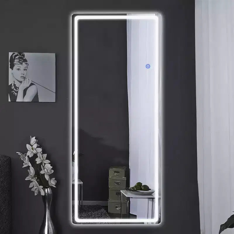 PexFix Miroir rectangulaire moderne sans cadre avec coins arrondis, 40,6 cm L x 160 cm H, couleur argent