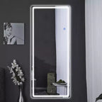 PexFix Miroir rectangulaire moderne sans cadre avec coins arrondis, 40,6 cm L x 160 cm H, couleur argent