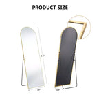 Miroir de sol arqué à angle droit de 162 cm, miroir mural avec support, cadre fin en alliage d'aluminium