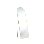 Miroir de sol arqué à angle droit de 162 cm, miroir mural avec support, cadre fin en alliage d'aluminium