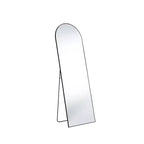 Miroir de sol arqué à angle droit de 162 cm, miroir mural avec support, cadre fin en alliage d'aluminium
