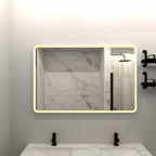 Miroir de courtoisie de salle de bain mural rectangulaire 24 X 32, avec cadre, intensité réglable et fonction anti-buée, avec éclairage LED