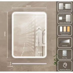 Miroir de courtoisie de salle de bain mural rectangulaire 24 X 32, avec cadre, intensité réglable et fonction anti-buée, avec éclairage LED