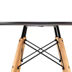 Table de bistrot ronde LeisureMod Dover de 31 po - Table à manger moderne du milieu du siècle avec plateau en verre trempé ou en bois MDF et piètement Eiffel en bois naturel