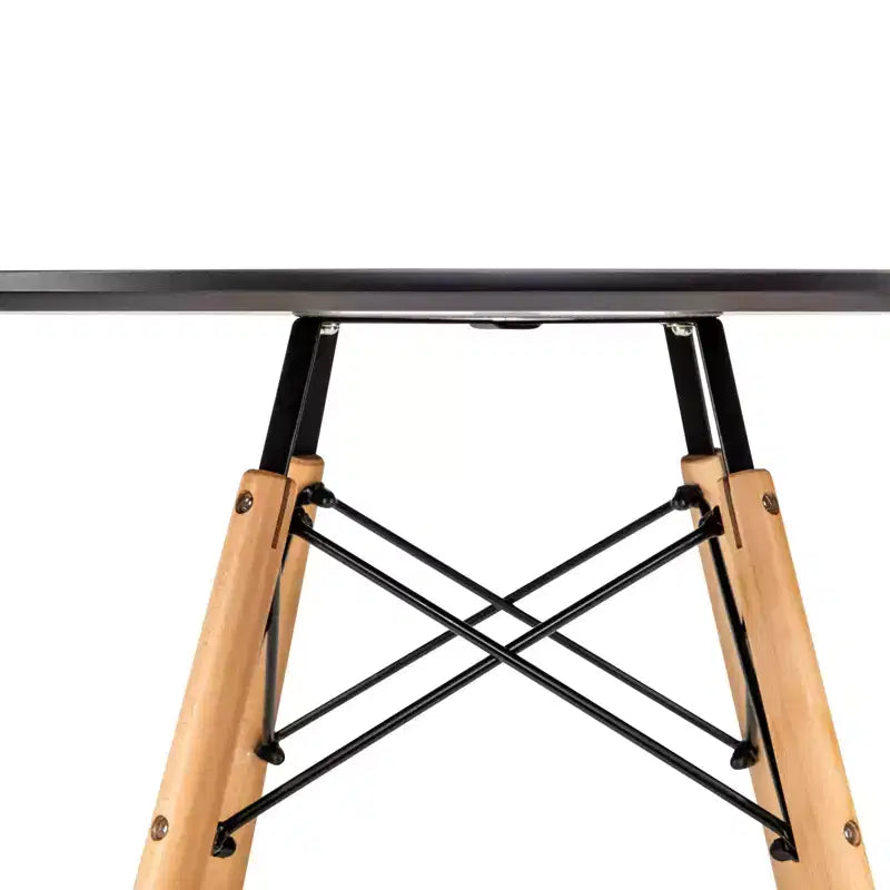 Table de bistrot ronde LeisureMod Dover de 31 po - Table à manger moderne du milieu du siècle avec plateau en verre trempé ou en bois MDF et piètement Eiffel en bois naturel