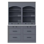Garde-manger de cuisine de 83,7 H, Armoire de cuisine autonome avec plateau en faux marbre, Armoire avec 5 tiroirs et étagère réglable - ModernLuxe