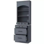 Garde-manger de cuisine de 83,7 H, Armoire de cuisine autonome avec plateau en faux marbre, Armoire avec 5 tiroirs et étagère réglable - ModernLuxe