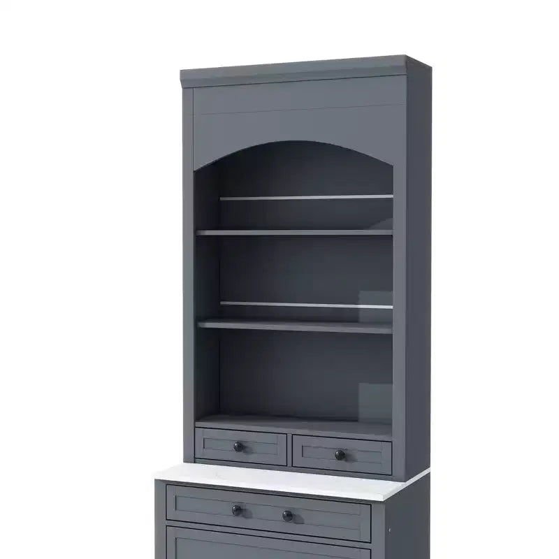 Garde-manger de cuisine de 83,7 H, Armoire de cuisine autonome avec plateau en faux marbre, Armoire avec 5 tiroirs et étagère réglable - ModernLuxe