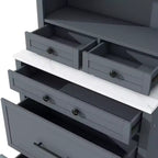 Garde-manger de cuisine de 83,7 H, Armoire de cuisine autonome avec plateau en faux marbre, Armoire avec 5 tiroirs et étagère réglable - ModernLuxe