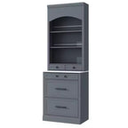 Garde-manger de cuisine de 83,7 H, Armoire de cuisine autonome avec plateau en faux marbre, Armoire avec 5 tiroirs et étagère réglable - ModernLuxe
