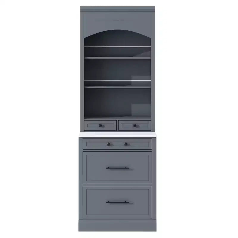 Garde-manger de cuisine de 83,7 H, Armoire de cuisine autonome avec plateau en faux marbre, Armoire avec 5 tiroirs et étagère réglable - ModernLuxe